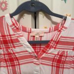 Como vintage Red and White Plaid Button-Up Blouse Photo 3