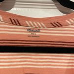 Madewell NWOT Size L Burgundy Pink Striped V Neck Short Sleeve Cotton Tee Shirt Photo 4