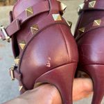 Valentino Garavani Valentino Rockstud pointy toe harness ankle boot in wine calfskin leather IT 36 Photo 7