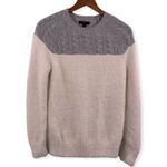 J.Crew  Cable‎ Fuzzy Crewneck Sweater Grey Cream XXS Photo 2