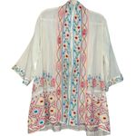 Johnny Was 100% Cotton Embroidered Open Jacket Kimono Large Photo 0
