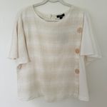 Kensie NWT  Linen Blend Short Sleeve Buttons Front Detail Relaxed Fit Top Sz M Photo 0