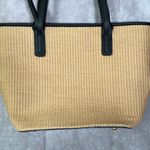 Tan & Black Woven Fabric Shoulder Purse With Side Phone Pocket Photo 4