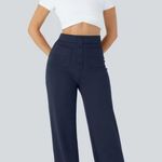 Halara  High Waisted Button Multiple Pockets Straight Leg Casual Pants Sz Small T Photo 5