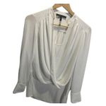 BCBGMAXAZRIA Jaklyn Draped Front Blouse in Alabaster White Size XXS Photo 2
