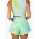 We Wore What New Flare Bell Short Stretch Twill Denim Tie Dye Green Blue Size 26 Photo 1