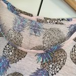 Lucky Brand  Linen Pineapple Print Blouse Top Sz 1X Short Sleeves Scoop Neck Photo 5