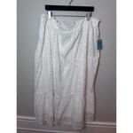 CeCe  Eyelet Midi A-Line Skirt Elastic Waist Lined Ivory White Women’s Plus 22W Photo 4
