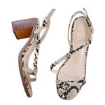 Halston Heritage Snakeskin Block Heel Sandals Ankle Strap Open Toe Size 10 Photo 0