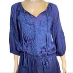 Vix Paul Anermanny Size S Navy Drop Waist Embroidered Tassel Swim Cover Up Dress Blue Photo 2