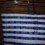 Wax Straw L Seaside Striped Tote Bag in Blue White Photo 3