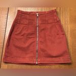 We The Free Free People Virgo Zip-Front Rust Orange Stretch Denim Mini Skirt 24 Photo 6