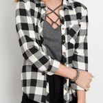 Maurice's Black and white Buffalo plaid button up Photo 0