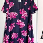 Show Me Your Mumu SMYM • Kylie Mini Dress swing floral chiffon Midnight Rocky Rose navy blue pink Photo 1