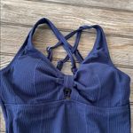 Cupshe  swimsuit Blue knit pattern lined One Piece Swimwear NEW strappy back Photo 2