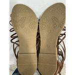 Womans American Eagle 6 Brown Strappy Zip Up Open Toe Flat Gladiator Sandals Photo 7