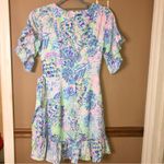 Lilly Pulitzer Darlah Ruffle Wrap Dress Shell of a party green purple Size 0 Photo 2