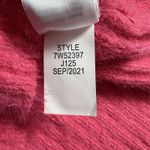 Lucky Brand Sweater Womens Small Bright Pink Fuzzy Eyelash Cable Knit V Neck Photo 5