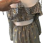 Rewind szS blk&wht checked w/flowers LSācold shoulder open back lined miniādress Photo 2