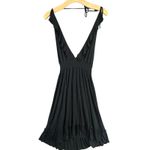 Velvet Torch Y2K Plunge Halter Dress Womens L Black Ruffle Smocked Summer Flirty Photo 4