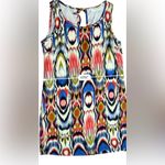 Peach Love California Peach Love Cream Ikat Colorful Sleeveless Keyhole Shift Dress MEDIUM Geometric Photo 5