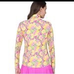 IBkul athletic top lemon novelty print long sleeve 1/4 zip up women small NWT Yellow Photo 3