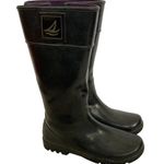 Sperry Black Rubber Tall Rain Boots Sz 7 Photo 0