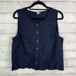 J Crew Factory Navy Button Front Vest Size Large Blue Photo 1