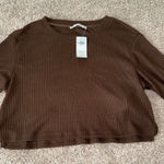Abercrombie & Fitch  Brown Cropped Ribbed Crew Photo 0