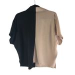SheIn Womens Button Down Top Oversized Collar Short Sleeve Black Beige S Photo 1