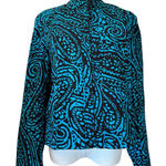 Vintage Molly & Maxx Petite Teal Blue Black Paisley Jacket Blouse PM Medium M Size undefined Photo 0