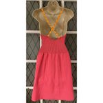 ZARA Chain Strap Sleeveless Rib Knit Fit And Flare Dress Hot Pink Size Large Photo 3