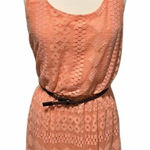 AUW  Lace Hi-Low Sleeveless Belt Flowy Tunic Dress‎ Peach Medium Photo 0