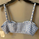 Favorite Daughter Ex Boyfriend Bra Top Gingham Blue Size Large Photo 3