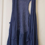 H.I.P. Blue Sleeveless Lace Vest Photo 0