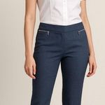 NY & Co 7th Avenue Petite Suit Pants Size 10P Navy Blue Zip Pocket Workwear Photo 0