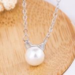 Pearl Cat Earring & Necklace Set Silver Photo 6