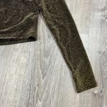 Wild Fable Women's Gold Sparkle Long Sleeve Ruched Cropped Shirt - Small - NWT Photo 3
