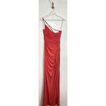 Katie May Winnipeg One Shoulder Ruched Knit Gown in Coral Size Large Photo 3