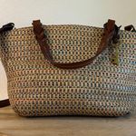 Fossil  Multi Colored Woven Brown Leather Top Handle Crossbody Medium Bag Photo 15