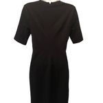 CAbi Claire Ponte Knit Sheath Dress Sz. 6 Black Short Sleeve V Neck #3101 Photo 3