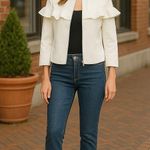 Lightweight Ruffle Jacket Ivory Zip Up White Photo 0