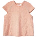 J.O.A. Boho Textured Woven Blush Pink Frayed Hem Cap Sleeve Blouse | Med… Photo 11