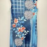 Chico's Chico’s Blue Mixed Print with Coral & White Floral Print Sleeveless Dress Sz 1/M Photo 1
