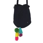 Bohemian Womens Multi Tassel Drawstring Textured Crossbody Bucket Bag Black OS‎ Photo 1