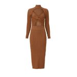 Amur Guadalupe Brown Ribbed Knit Cutout Midi Dress Size M Size M Photo 10