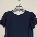 MICHAEL Michael Kors Navy Blue Top with Lace Sleeves and Gold Zipper Size XS EUC Photo 1