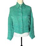 IRO  Ezro Tweed Textured Shacket Mint Green Cropped Snap Button Jacket Photo 5