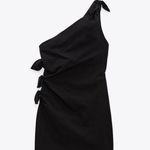 ZARA  Women's Black Tie One Shoulder Sleeveless Drape Mini Bodycon Dress Size XL Photo 11