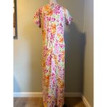 Liz Claiborne  Linen Floral Maxi Dress Short Sleeve 8 bobo whimsi fairy pink geen Photo 3